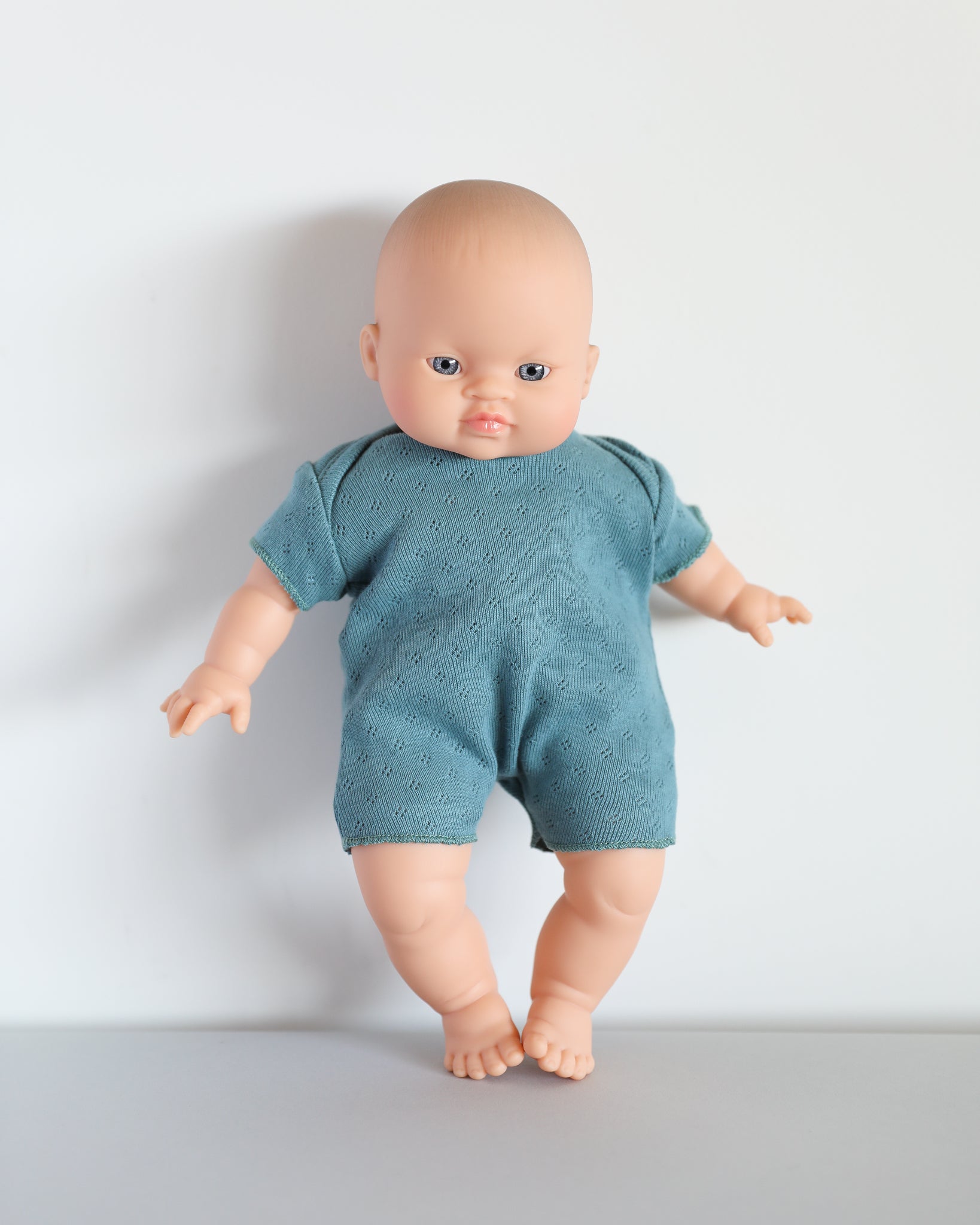 Minikane Doll Clothes | Soft Body Doll Cotton Romper (Blue)