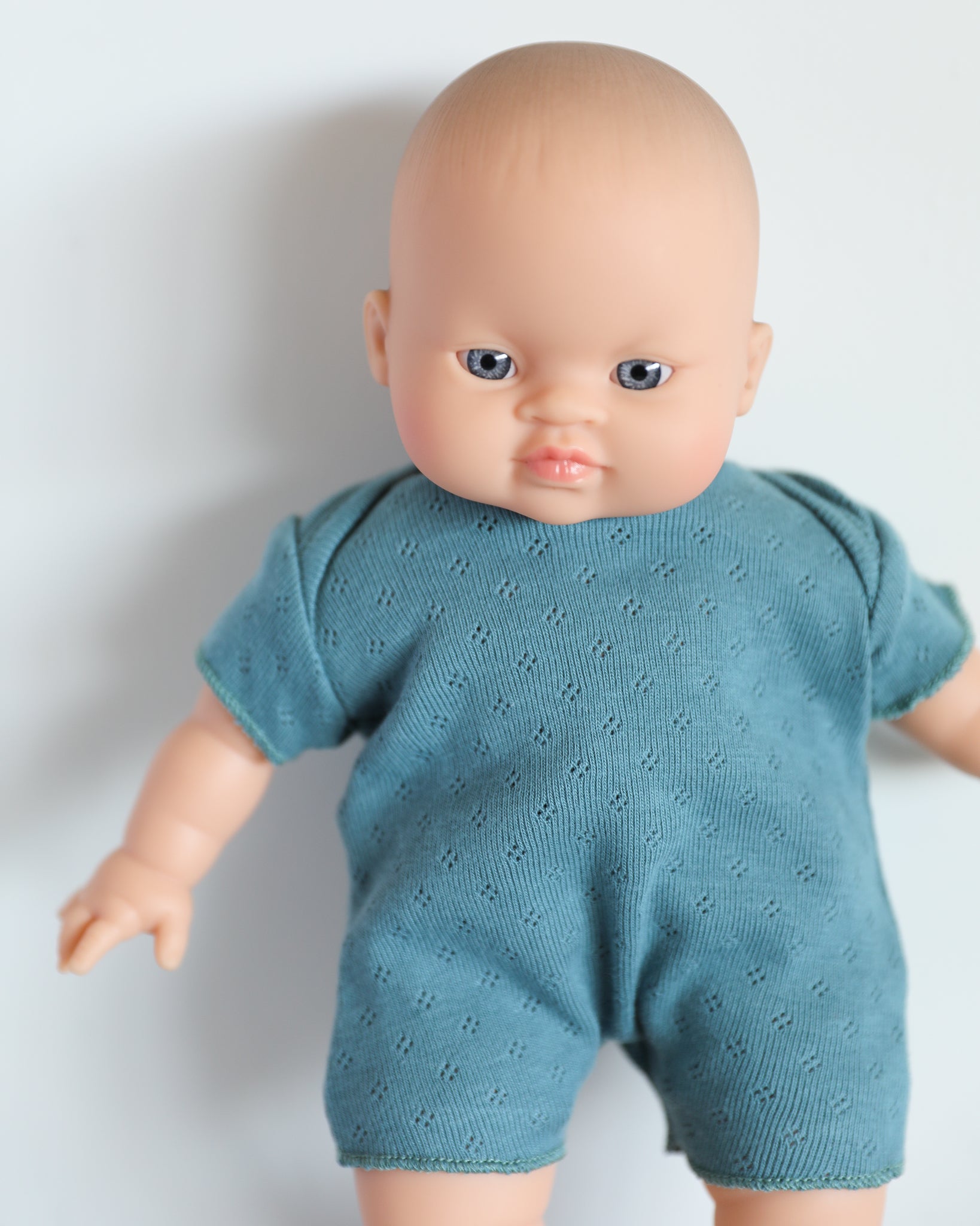 Minikane Doll Clothes | Soft Body Doll Cotton Romper (Blue)