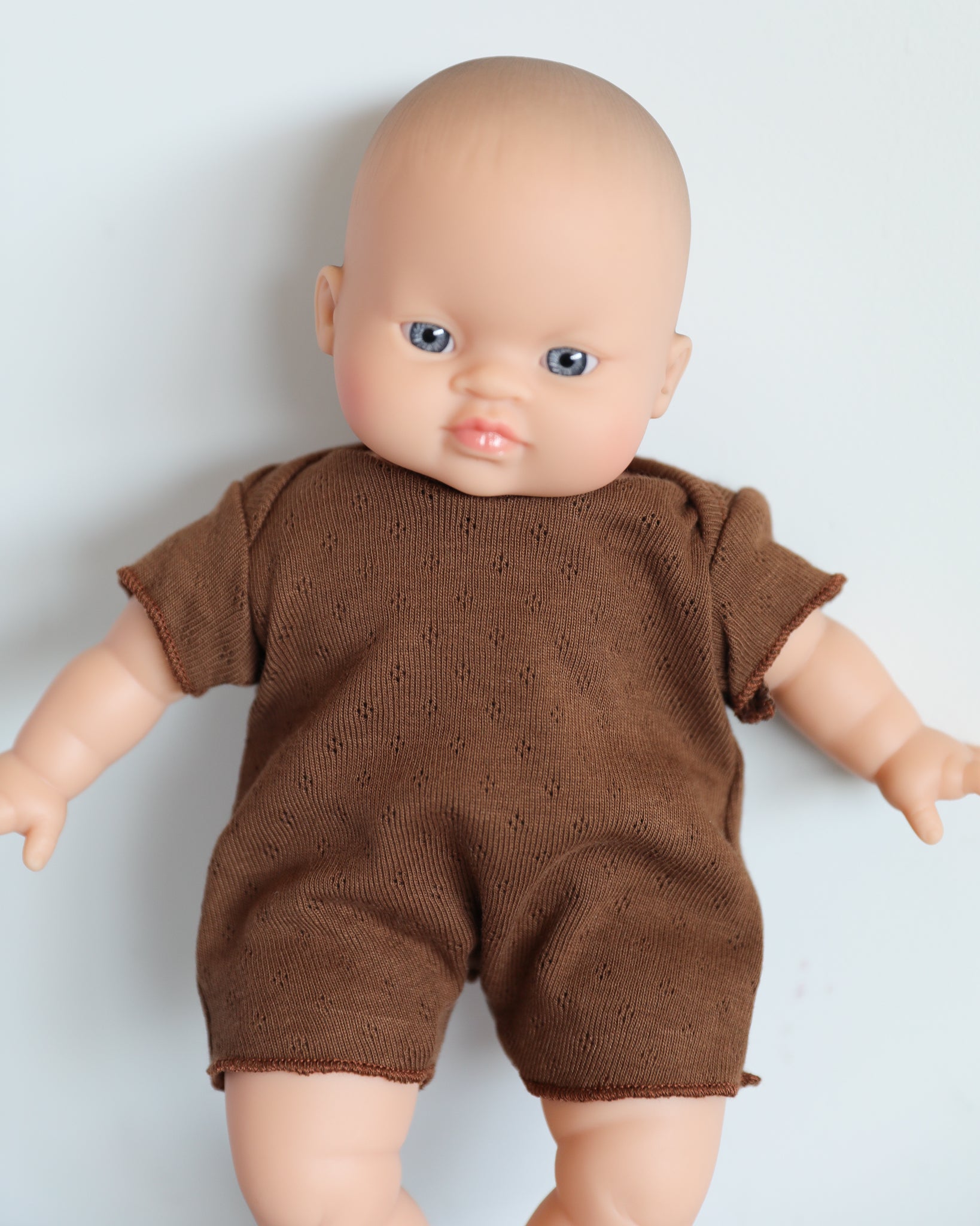 Minikane Doll Clothes | Soft Body Doll Cotton Romper (Chocolate)