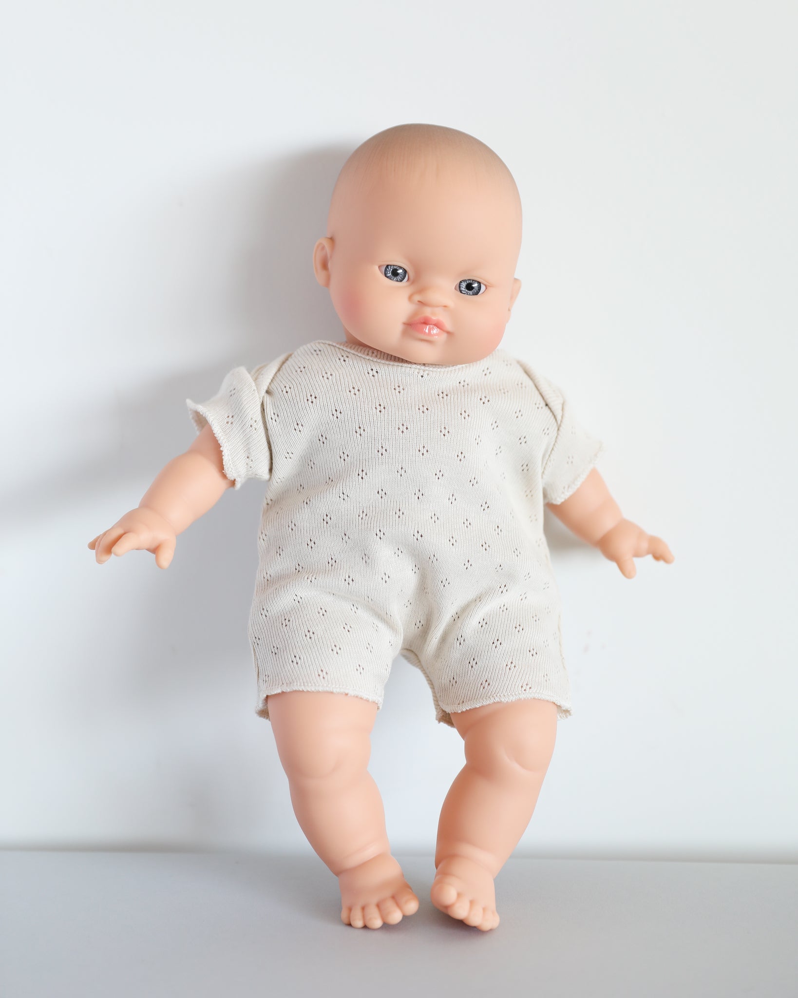 Minikane Doll Clothes | Soft Body Doll Cotton Romper (White)