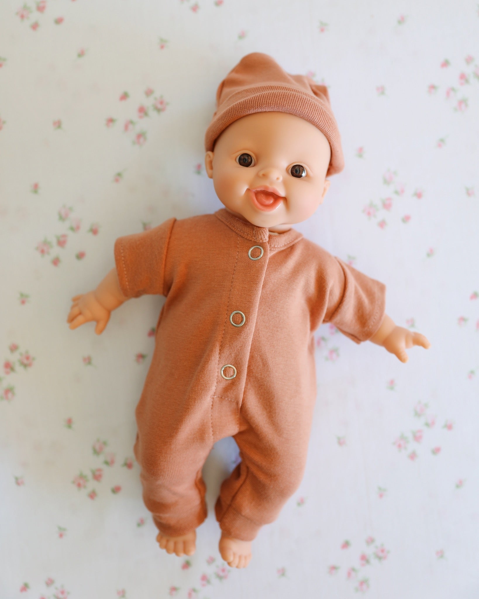Minikane Doll Clothes - Soft Body Doll Jumpsuit with Hat (Brown)