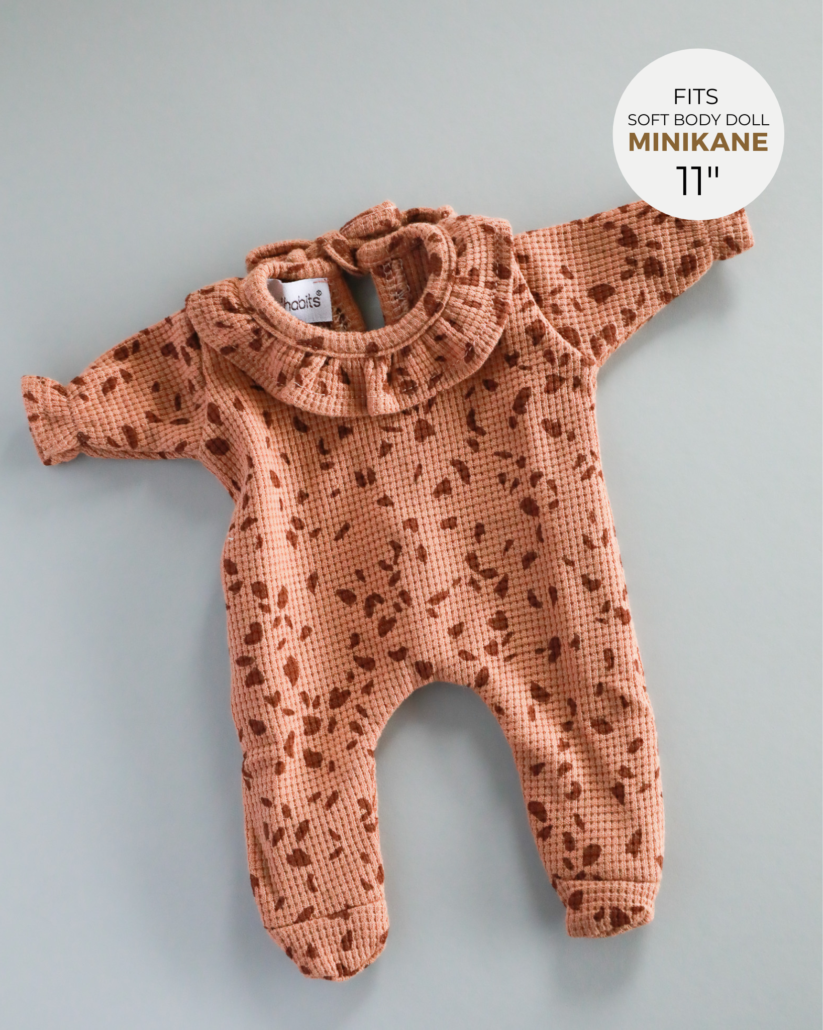 Minikane Doll Clothes | Soft Body Doll Onesie - Brown Pebbles