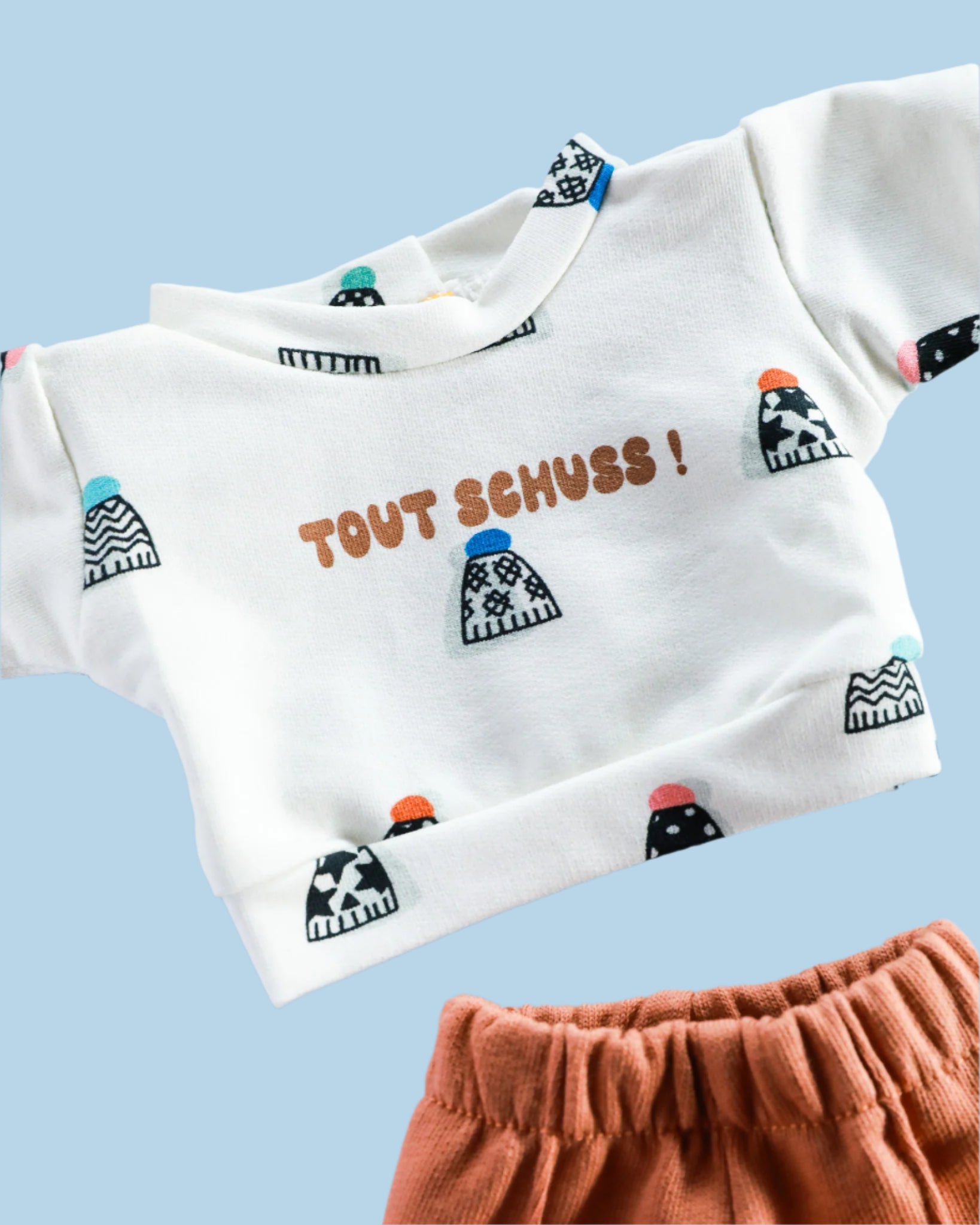 Minikane Doll Clothes | Baby Doll Sweatshirt Set Tout Shouss! - White & Brown