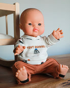 Minikane Doll Clothes | Baby Doll Sweatshirt Set Tout Shouss! - White & Brown