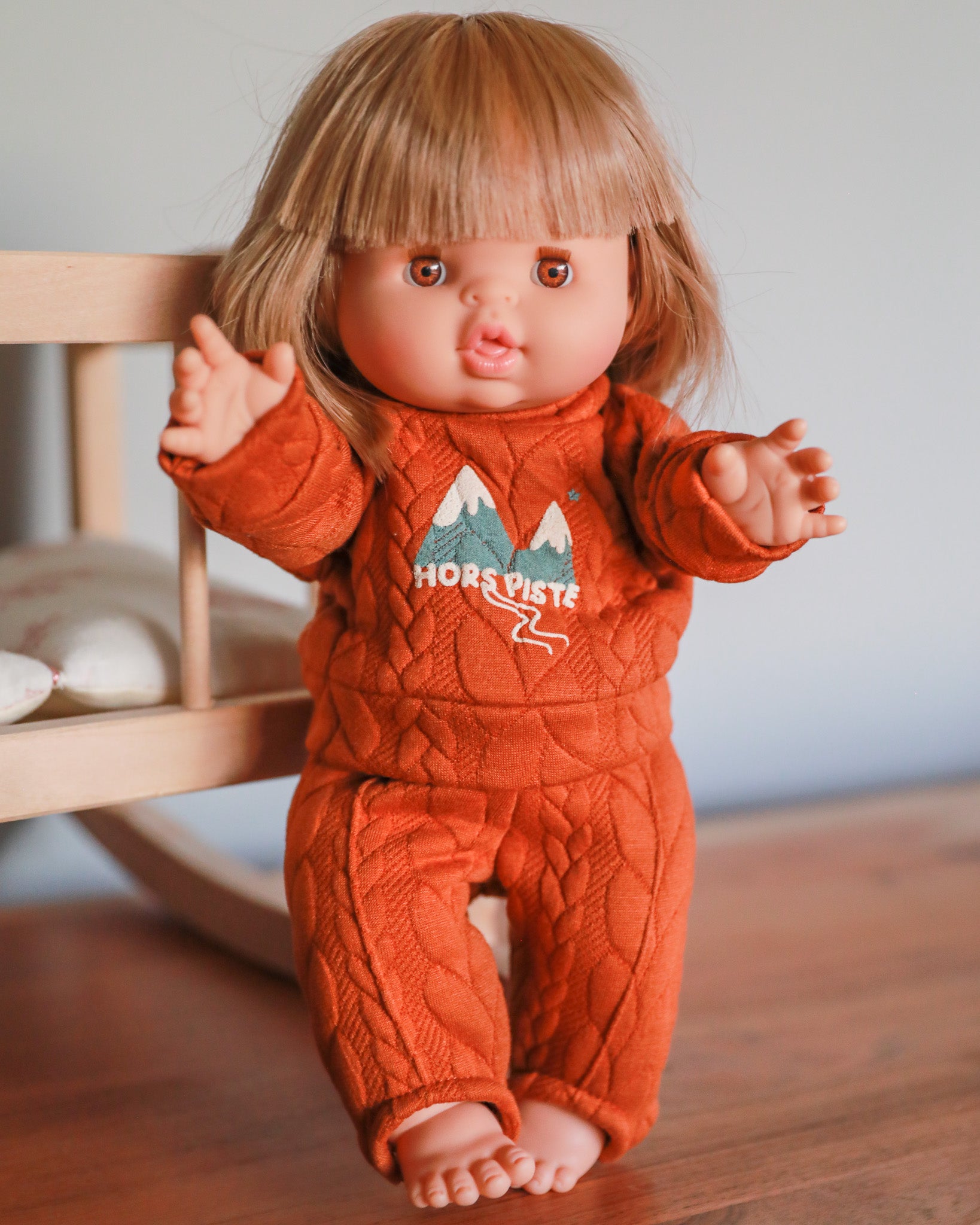 Minikane Doll Clothes | Baby Doll Sweatshirt Set Hors Piste - Brown