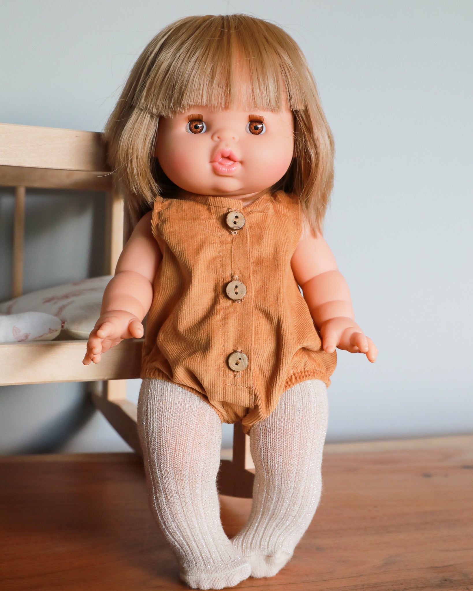Minikane Doll Clothes | Baby Doll Tights - Rose/Off-white Glitter (pair of 2)