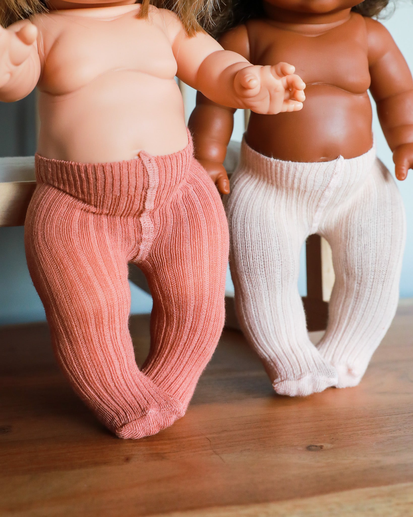 Minikane Doll Clothes | Baby Doll Tights - Rose/Blush (pair of 2)