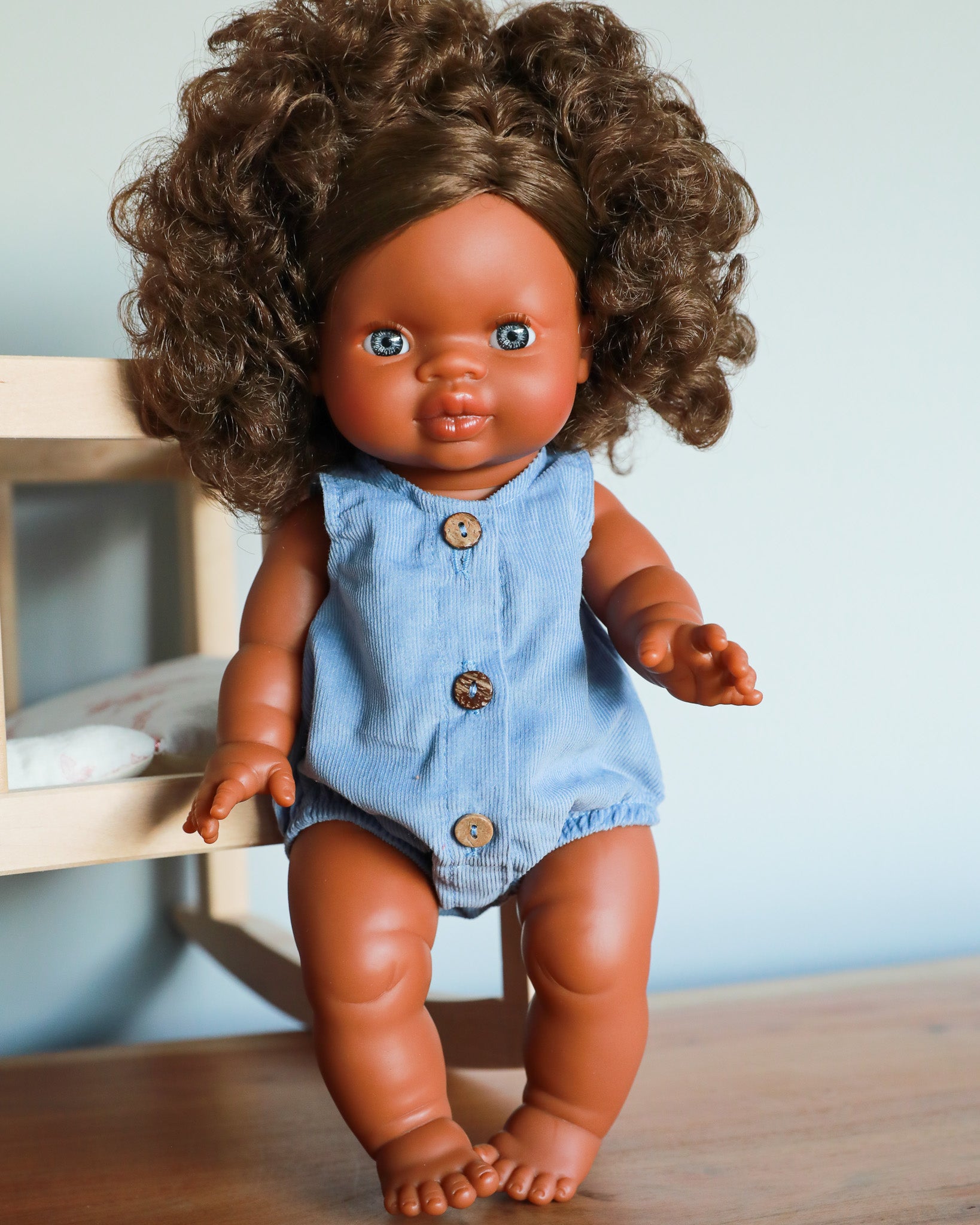 Minikane Doll Clothes | Baby Doll Velvet Romper - Blue
