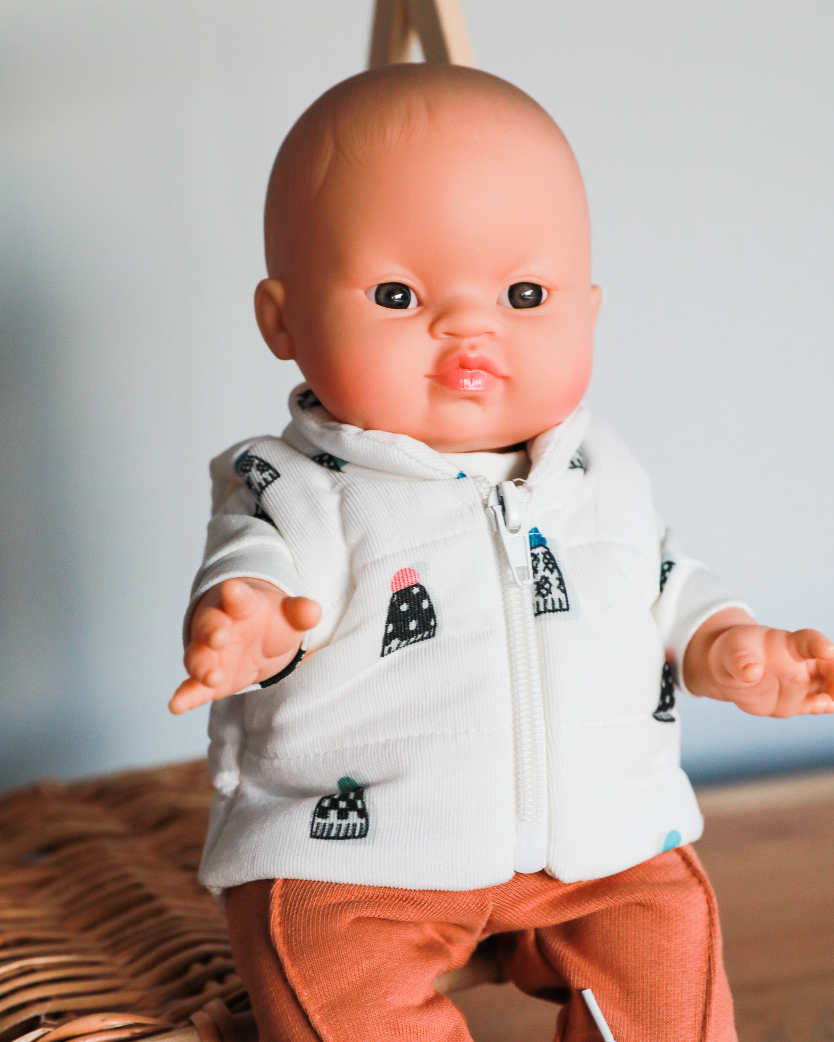 Minikane Doll Clothes | Doll Puffer Vest - Snow Hats