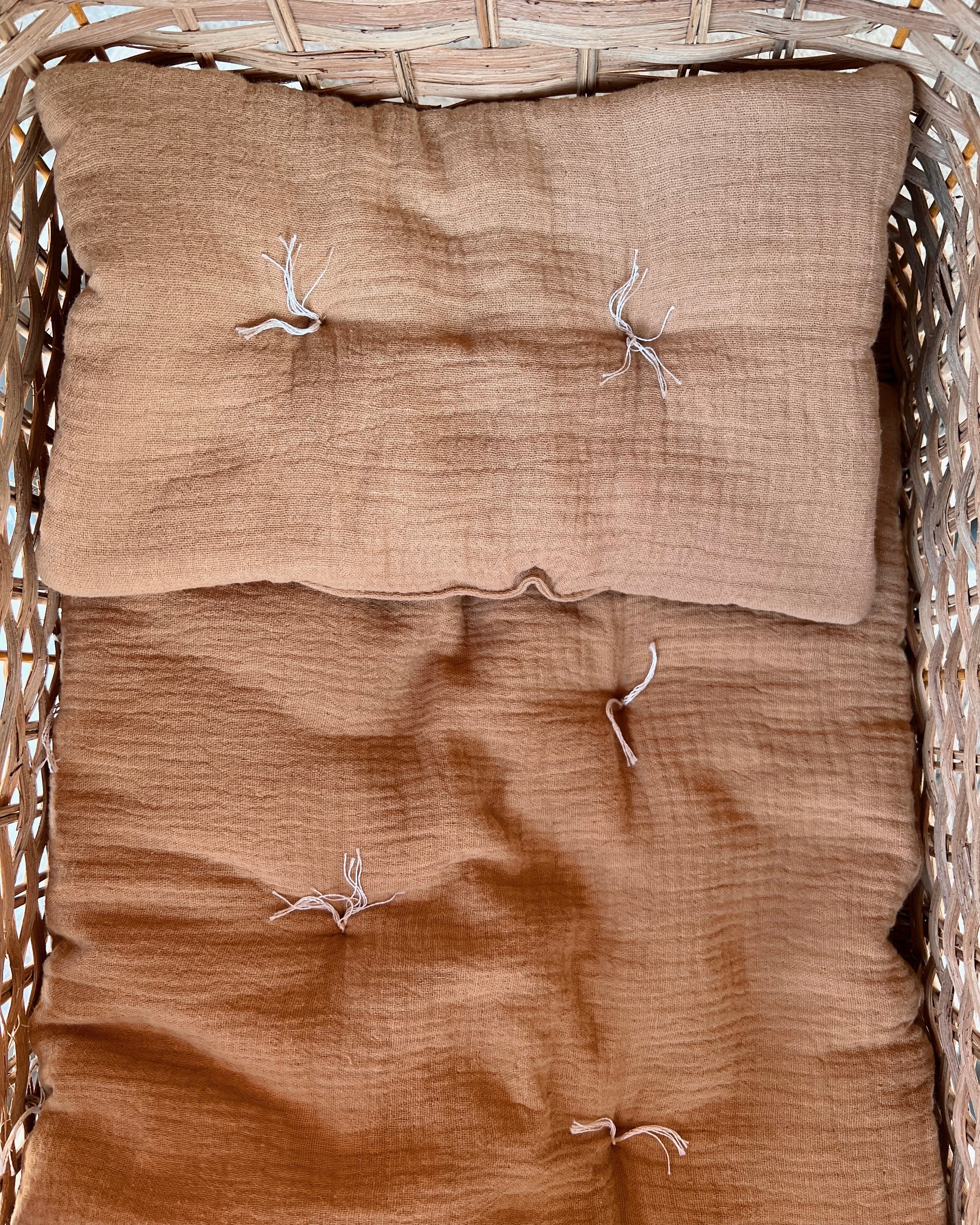 Minikane Doll Clothes | Baby Doll Muslin Bedding Set (Toffee)