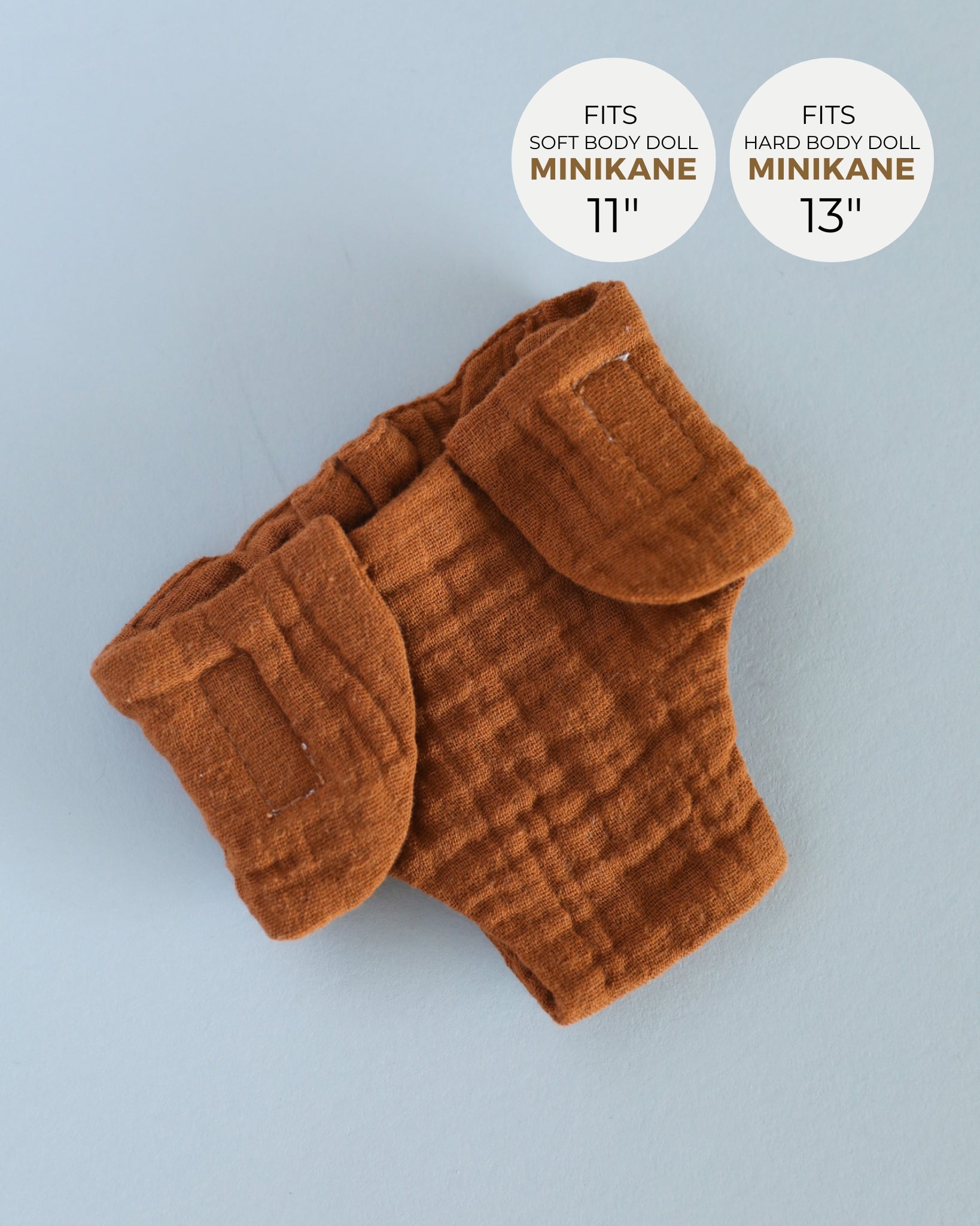 Minikane Doll Clothes | Baby Doll Muslin Diaper (Brown)