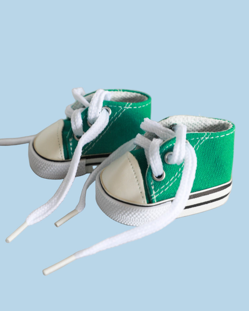 Green doll shoes canvas sneakers working laces 13 inch Minikane quality