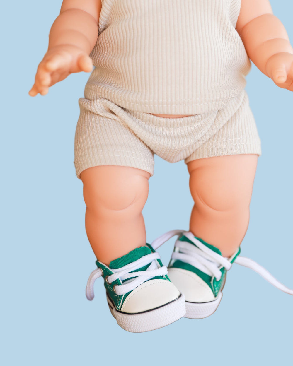 Minikane doll sneakers emerald green high-top canvas 13 inch OEKO-TEX certified