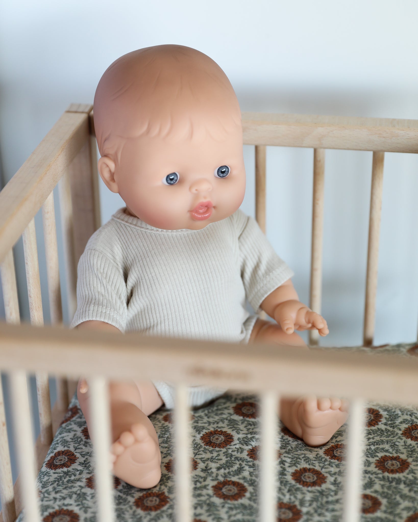Minikane Doll Clothes | Short Sleeved Baby Doll Bodysuit (White)