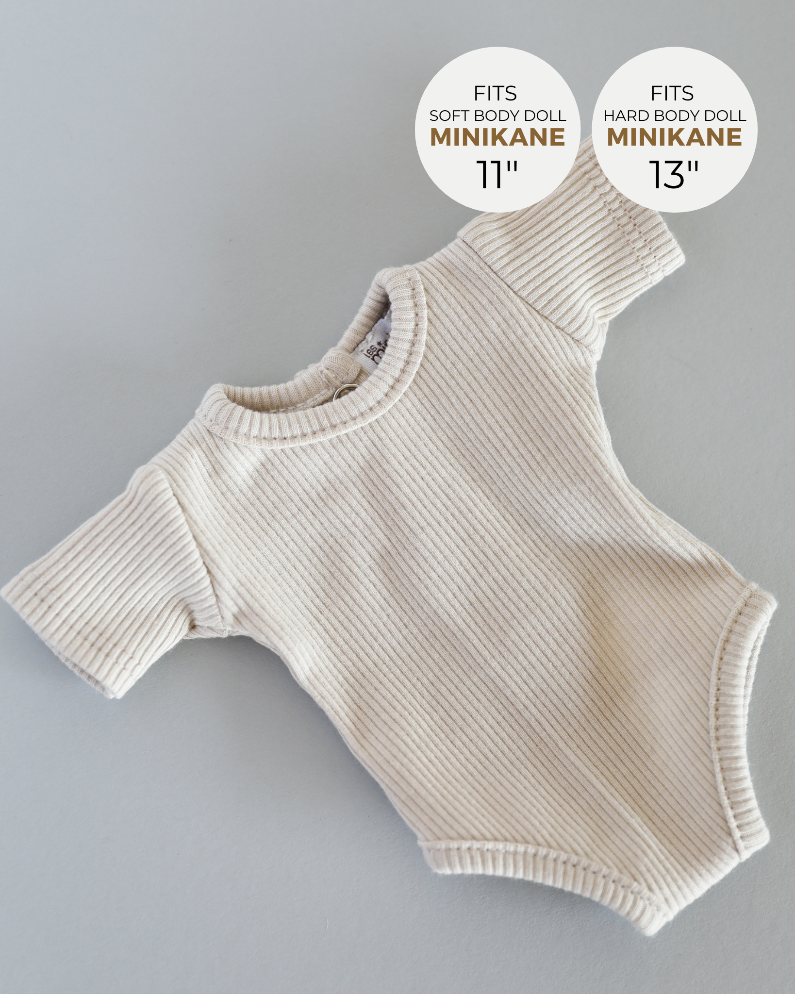 Minikane Doll Clothes | Short Sleeved Baby Doll Bodysuit (White)