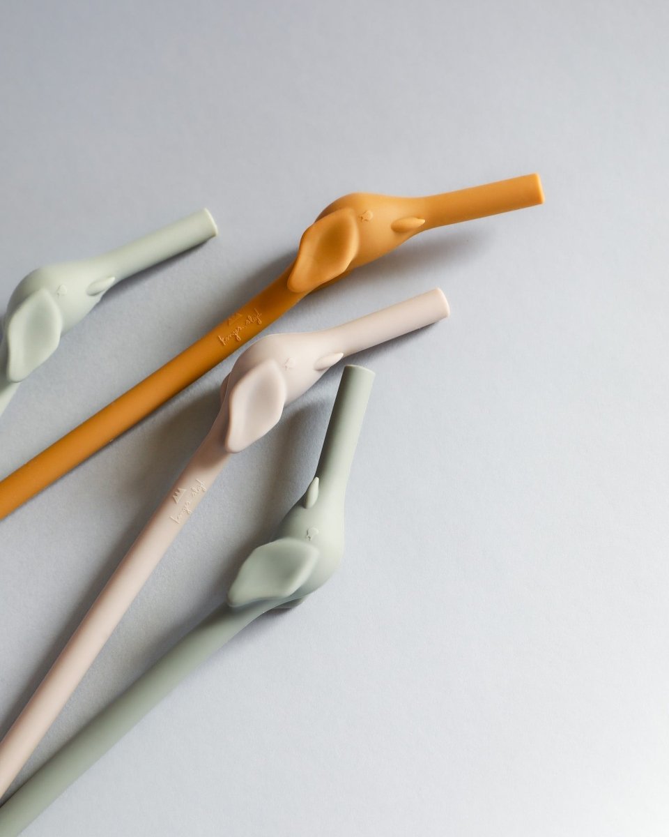 Silicone Elephant Straws - Almond Mix (4 pack)