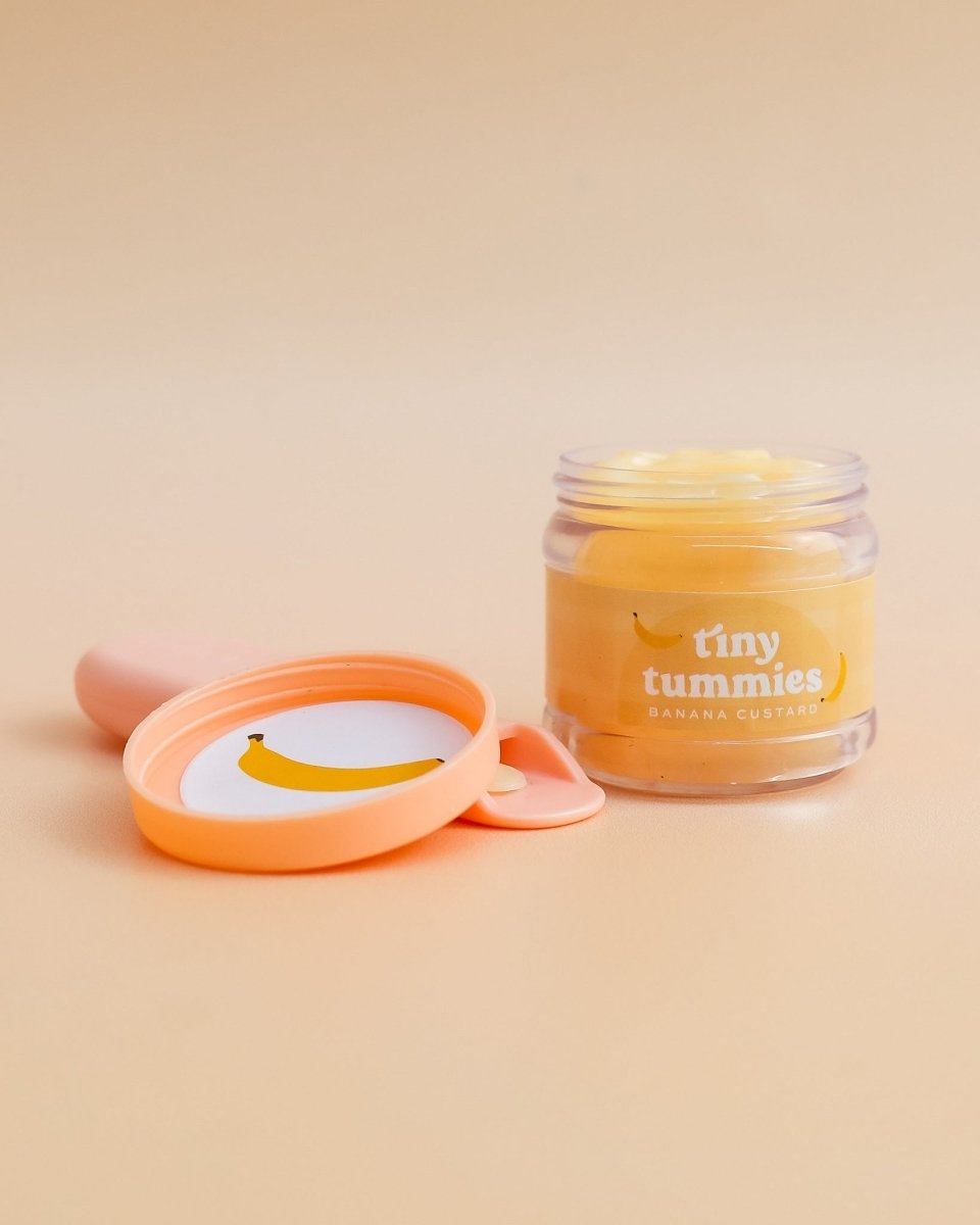Creative role play toys with Tiny Harlow banana custard doll food jar set