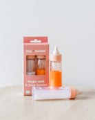 Realistic play kitchen accessories with Tiny Harlow Magic Milk and Juice Doll Bottle Set