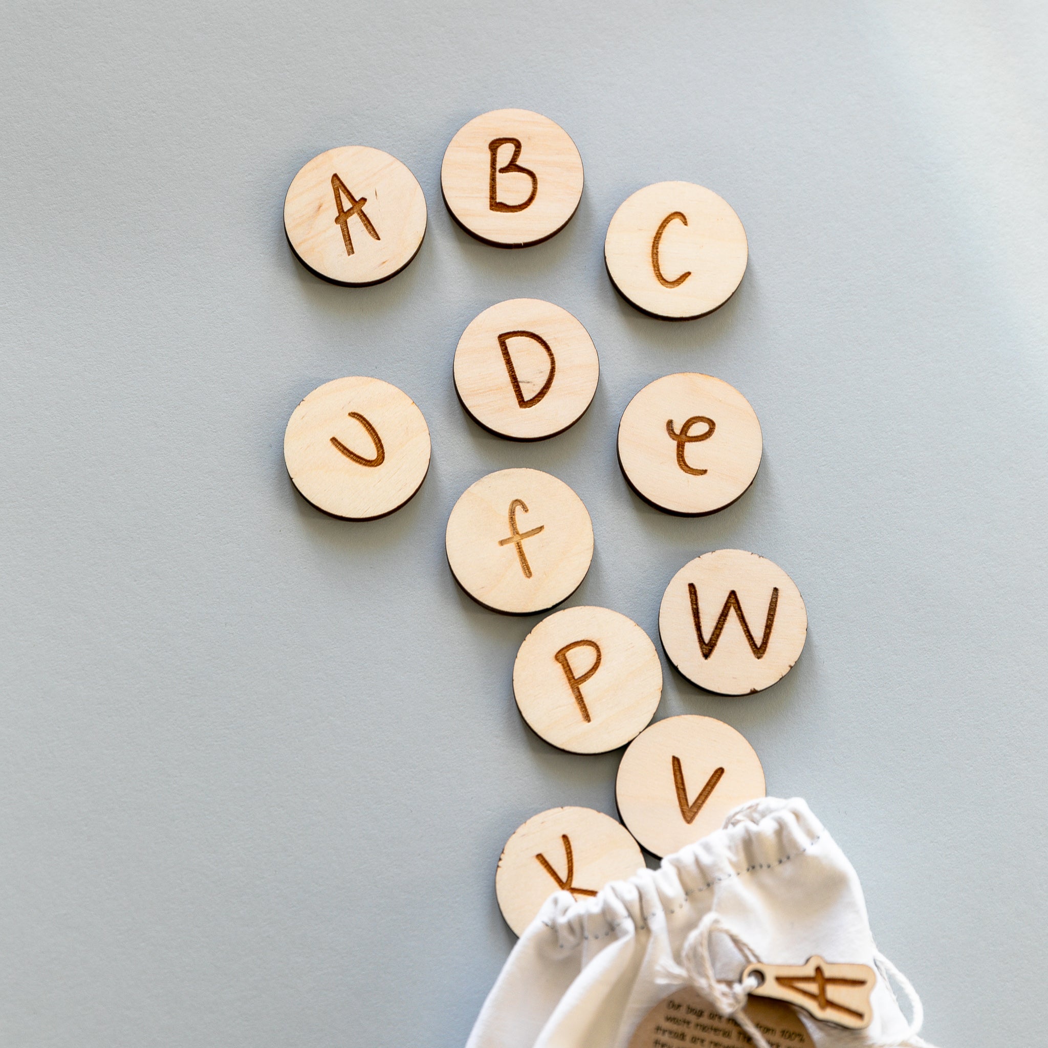 Wooden Alphabet Coins