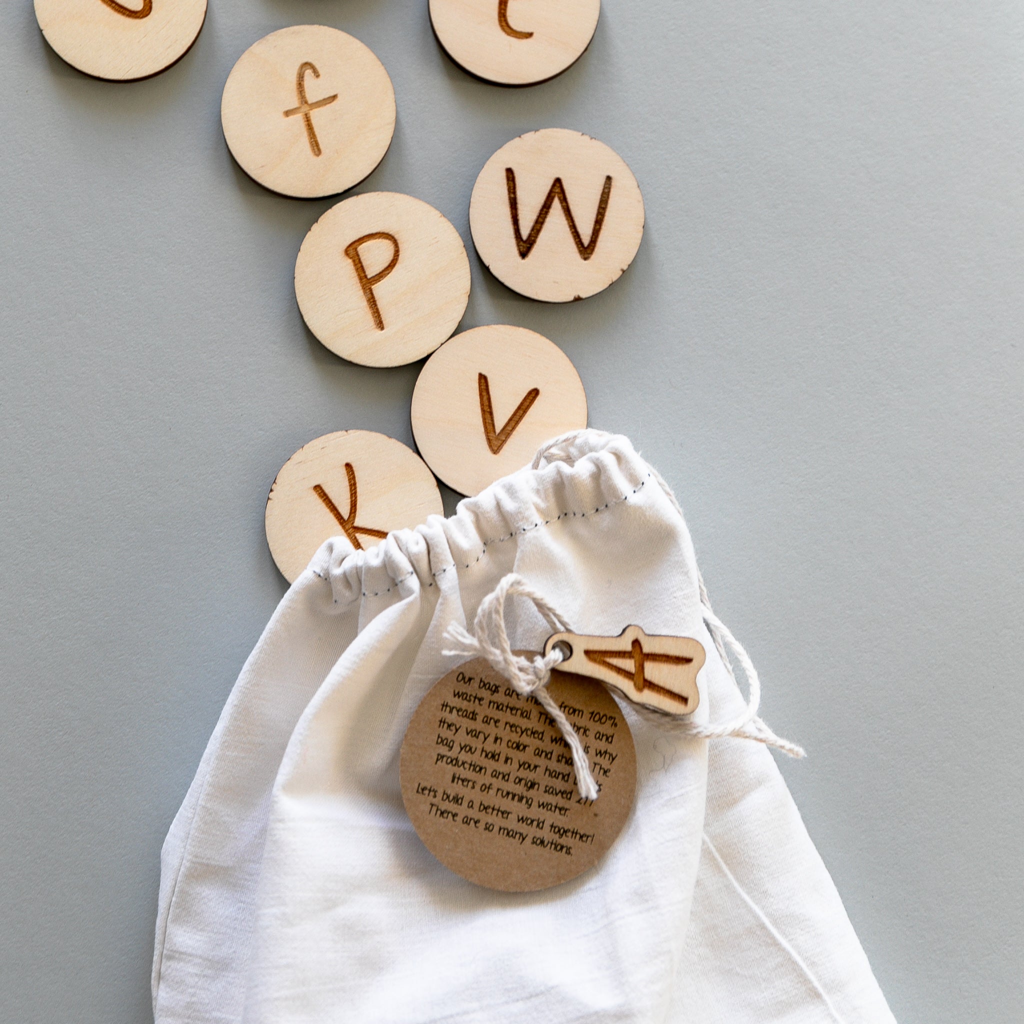 Wooden Alphabet Coins