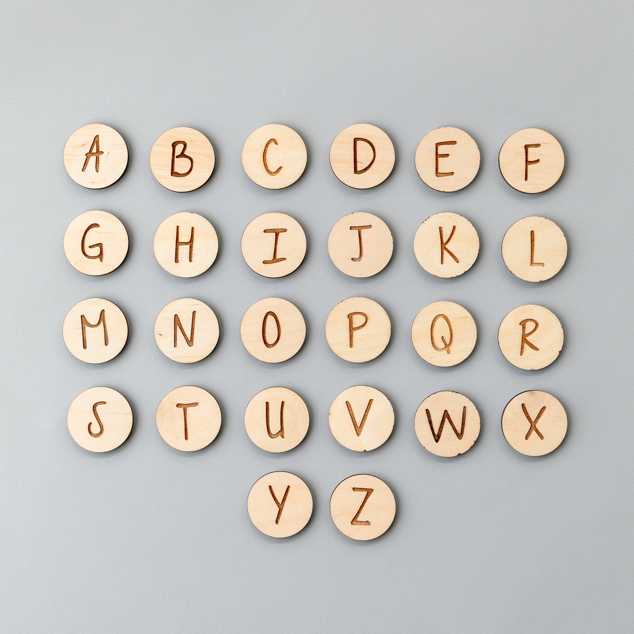 Wooden Alphabet Coins