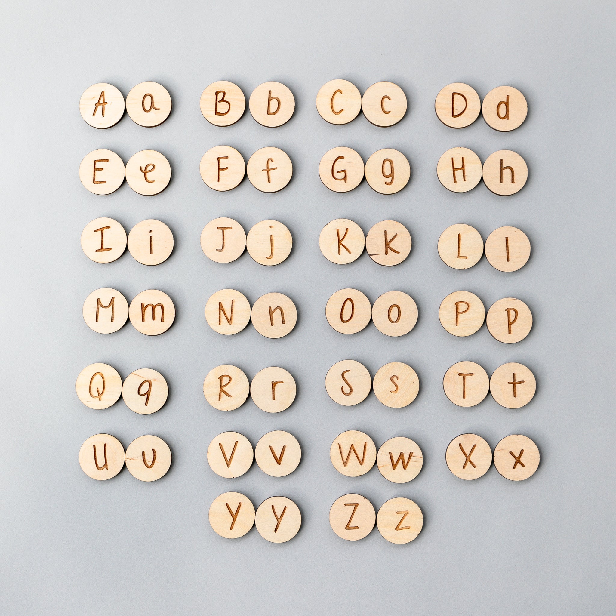 Wooden Alphabet Coins