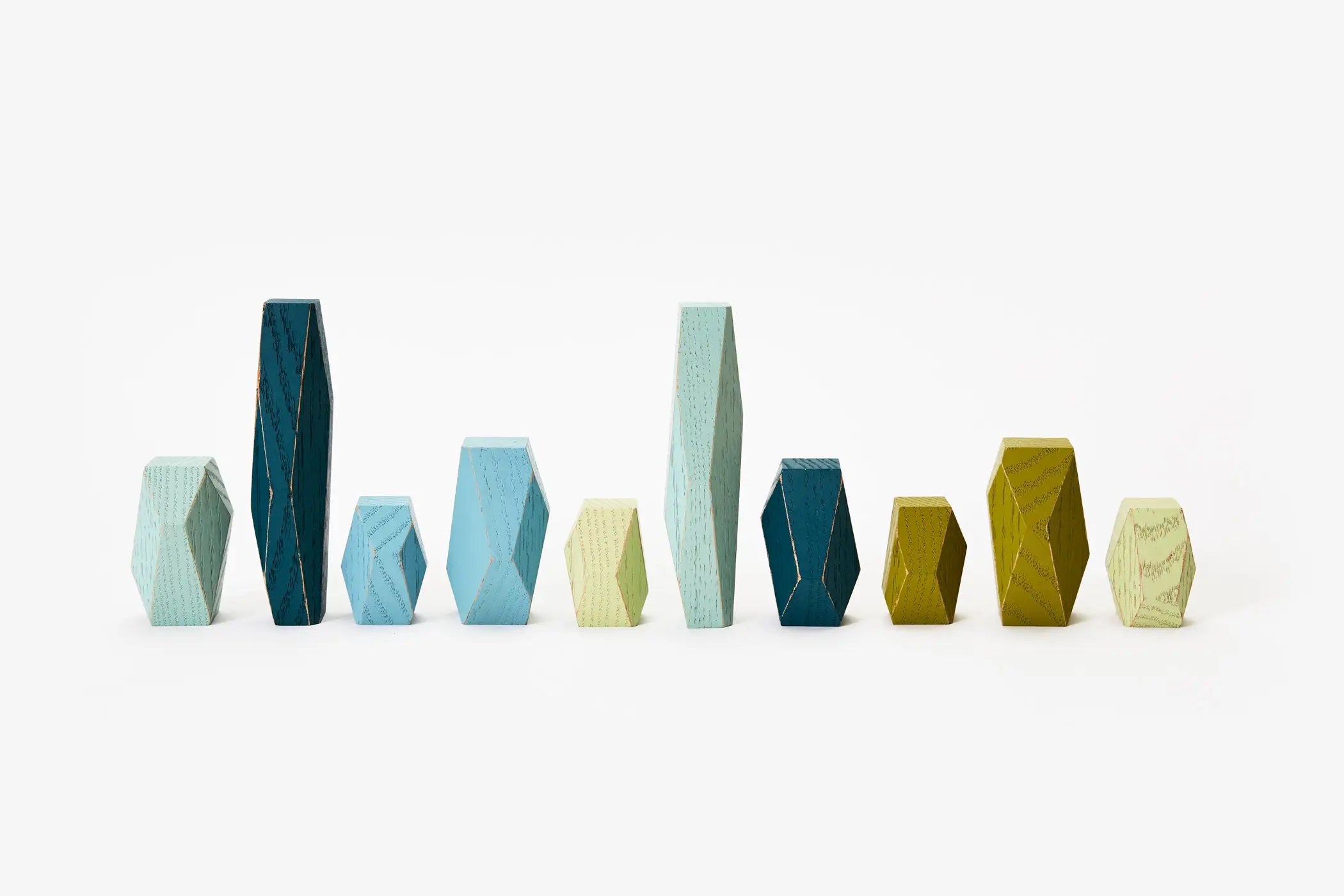 Wooden Balancing Blocks - Ocean colors