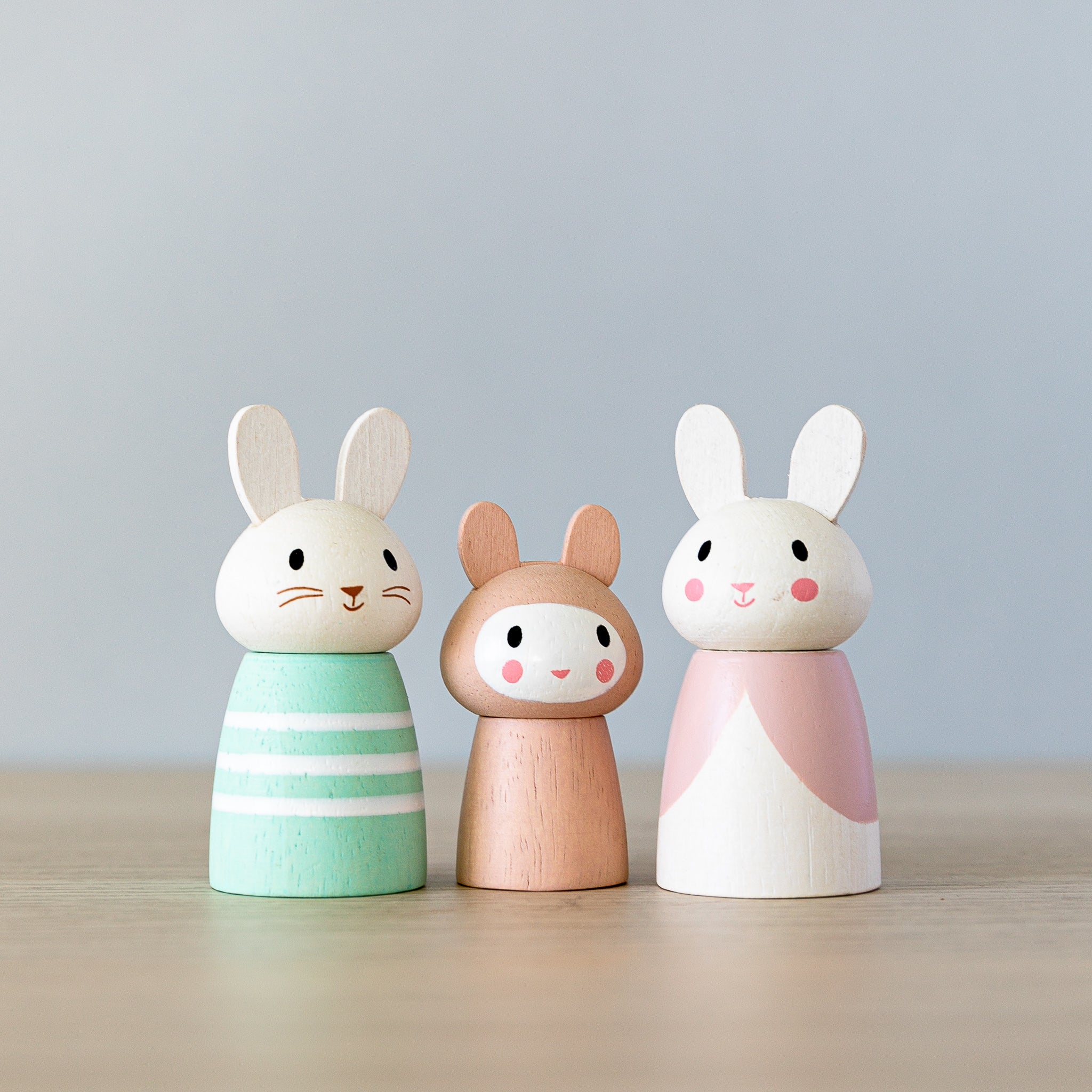 Wooden Bunny Family