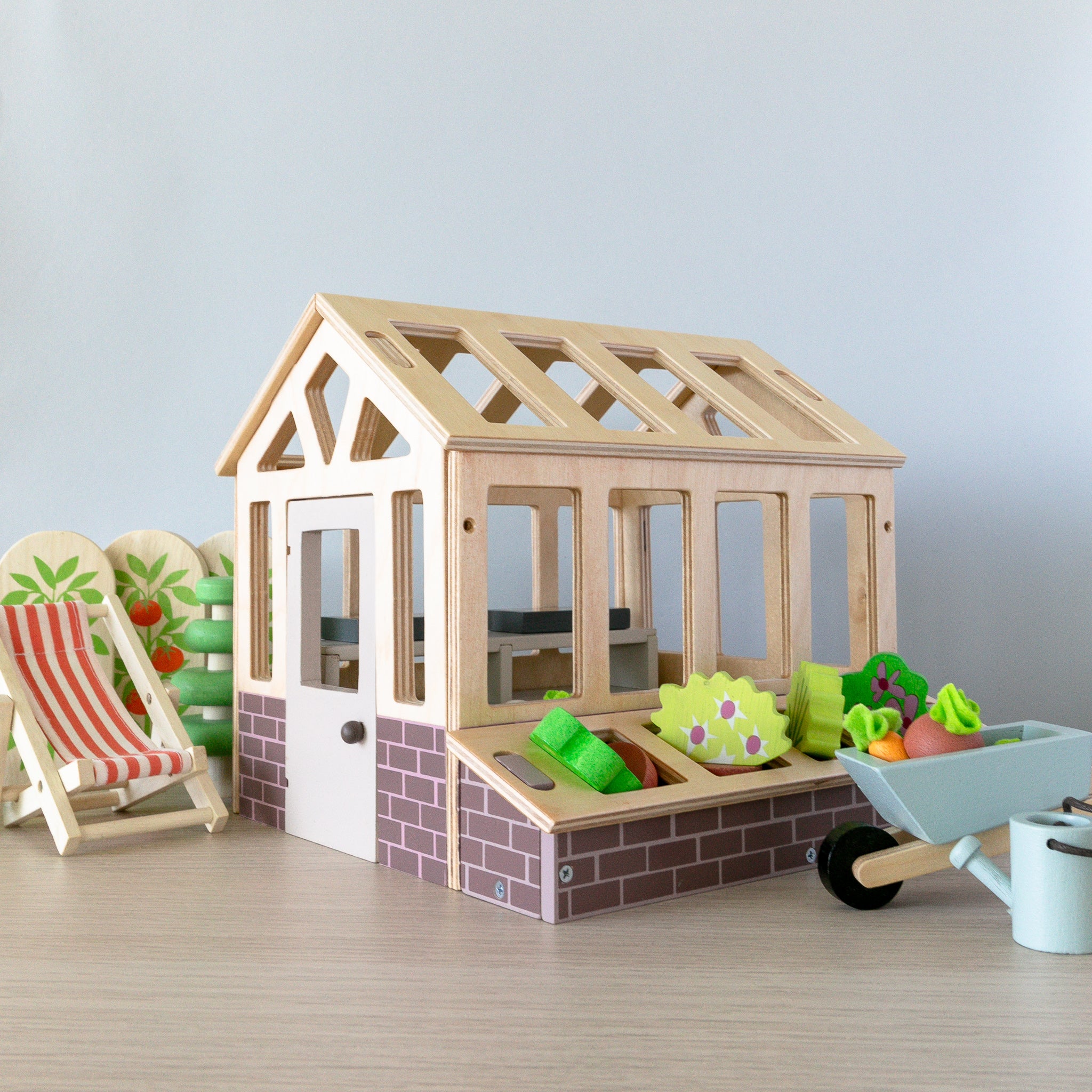 Wooden Greenhouse and Garden Set