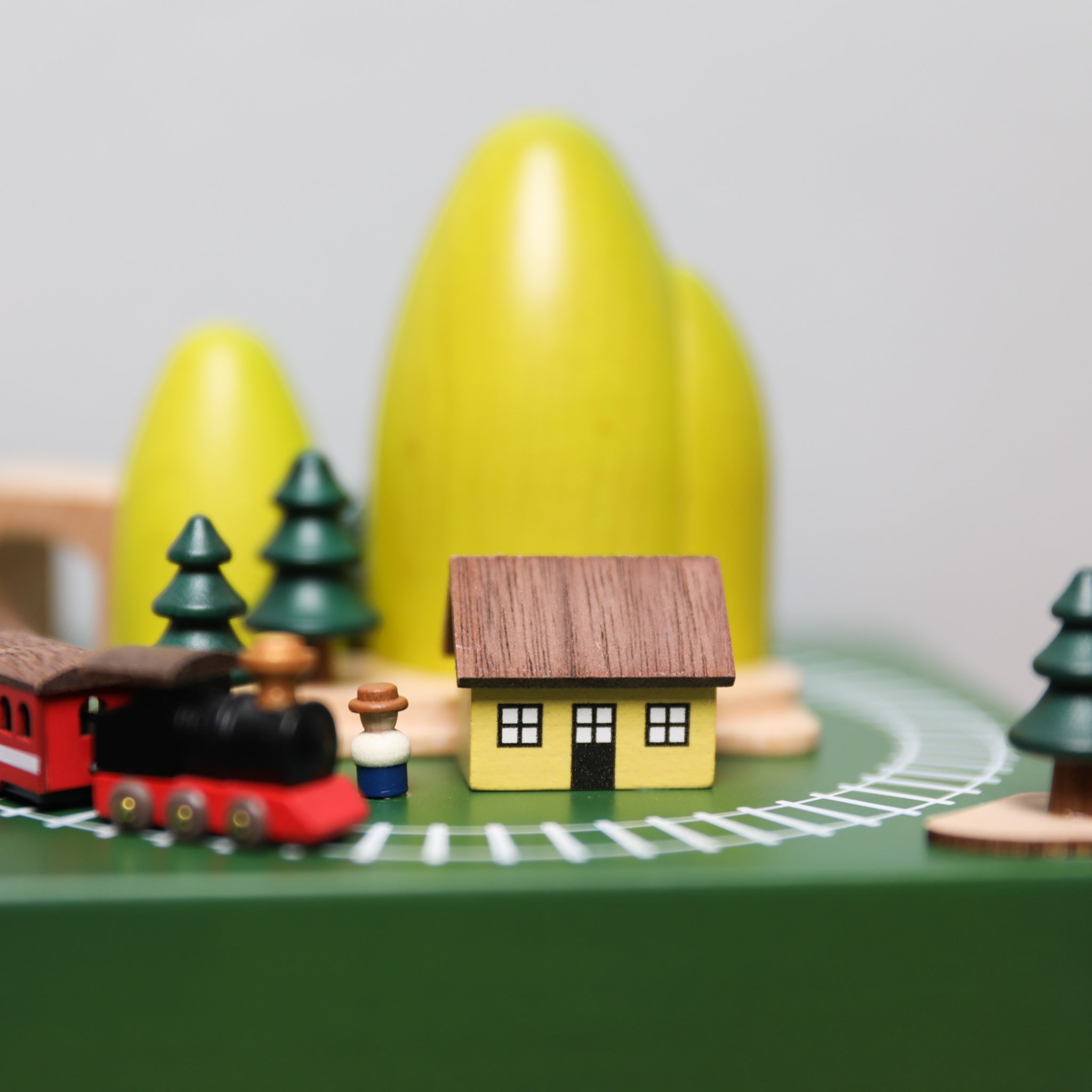Wooden Music Box - Cave & Train