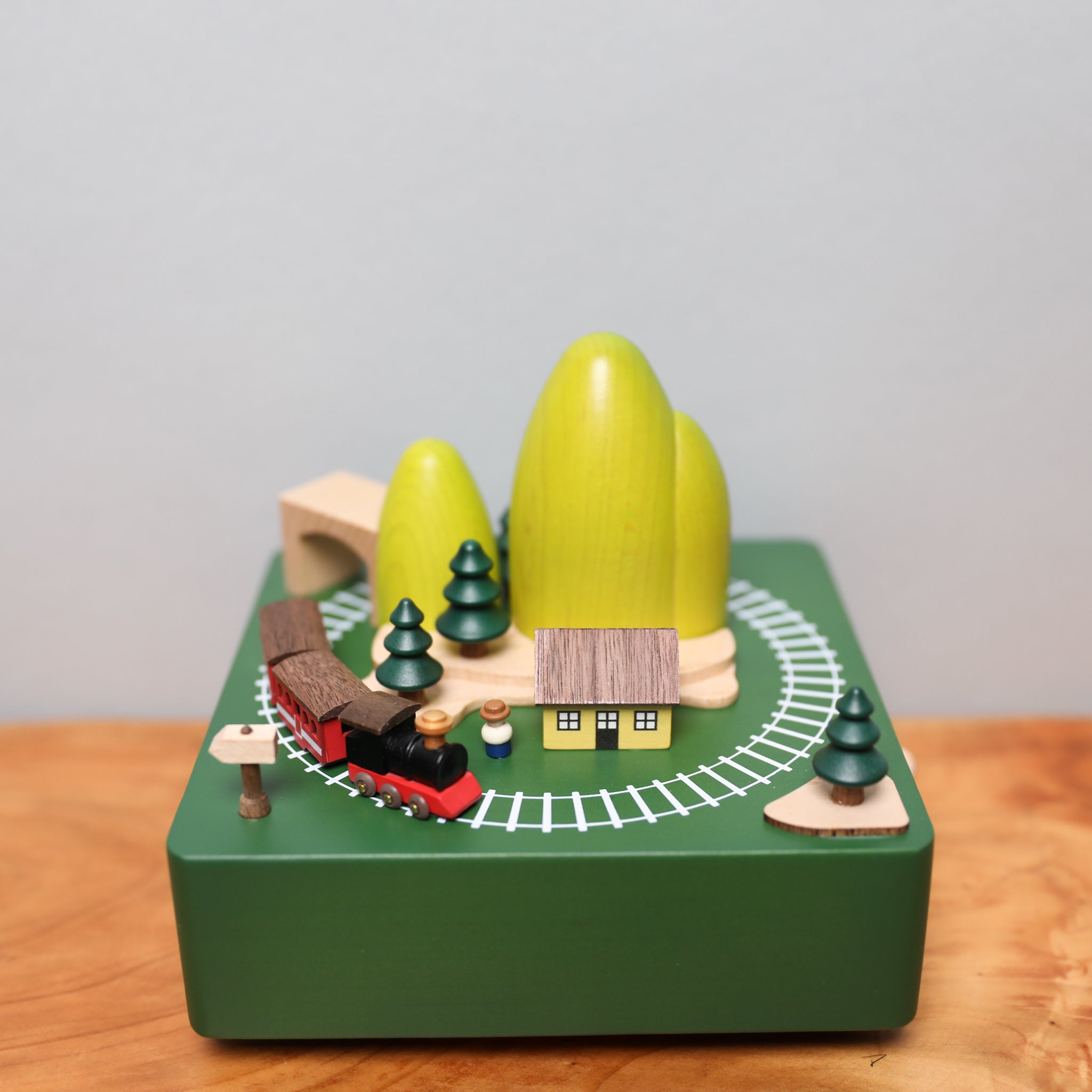 Wooden Music Box - Cave & Train