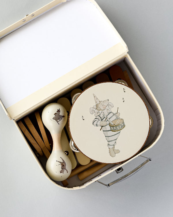 Original print musical instrument collection with storage box and drumsticks included