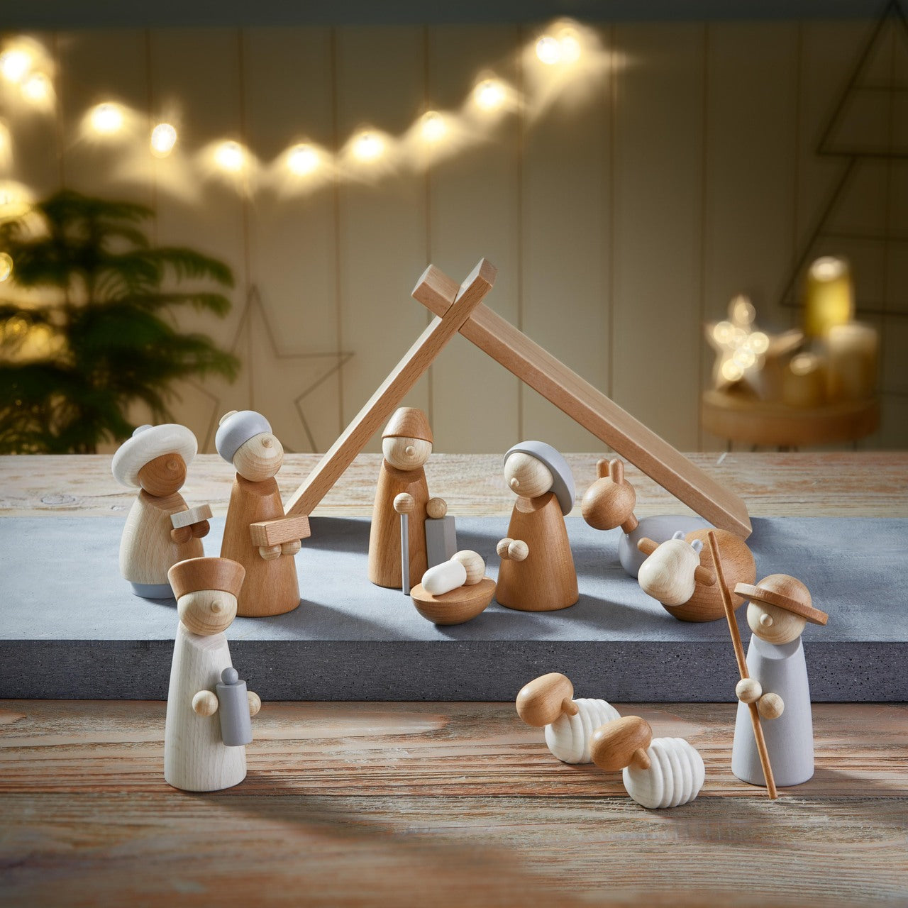 Wooden Nativity Scene