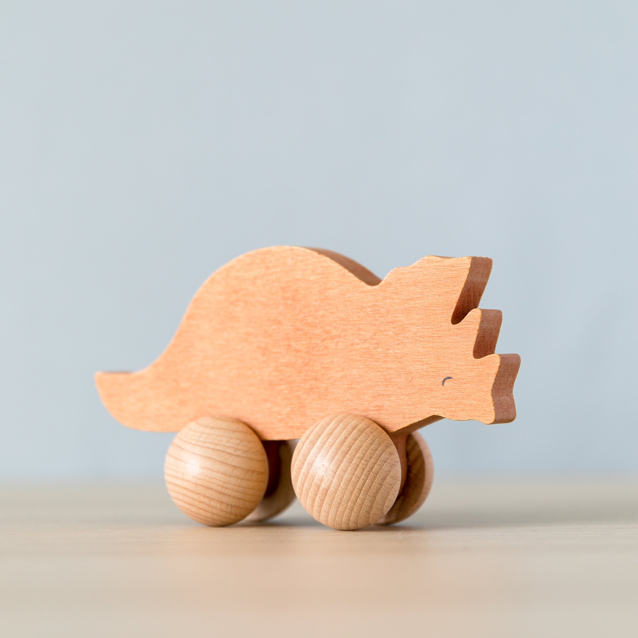 Wooden Rolling Dinosaur - Triceratops