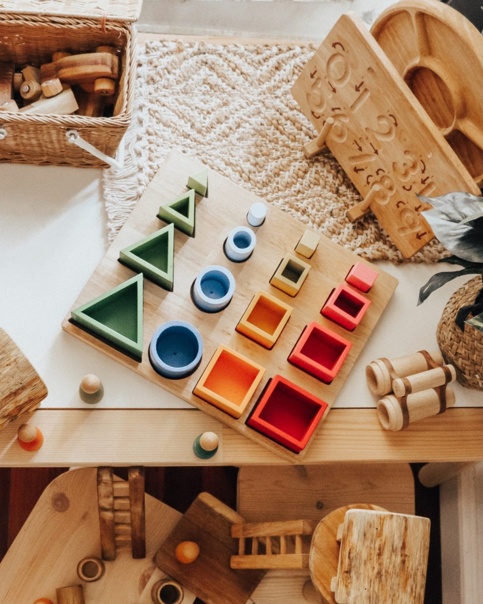 Wooden Stacking and Nesting Shapes Puzzle