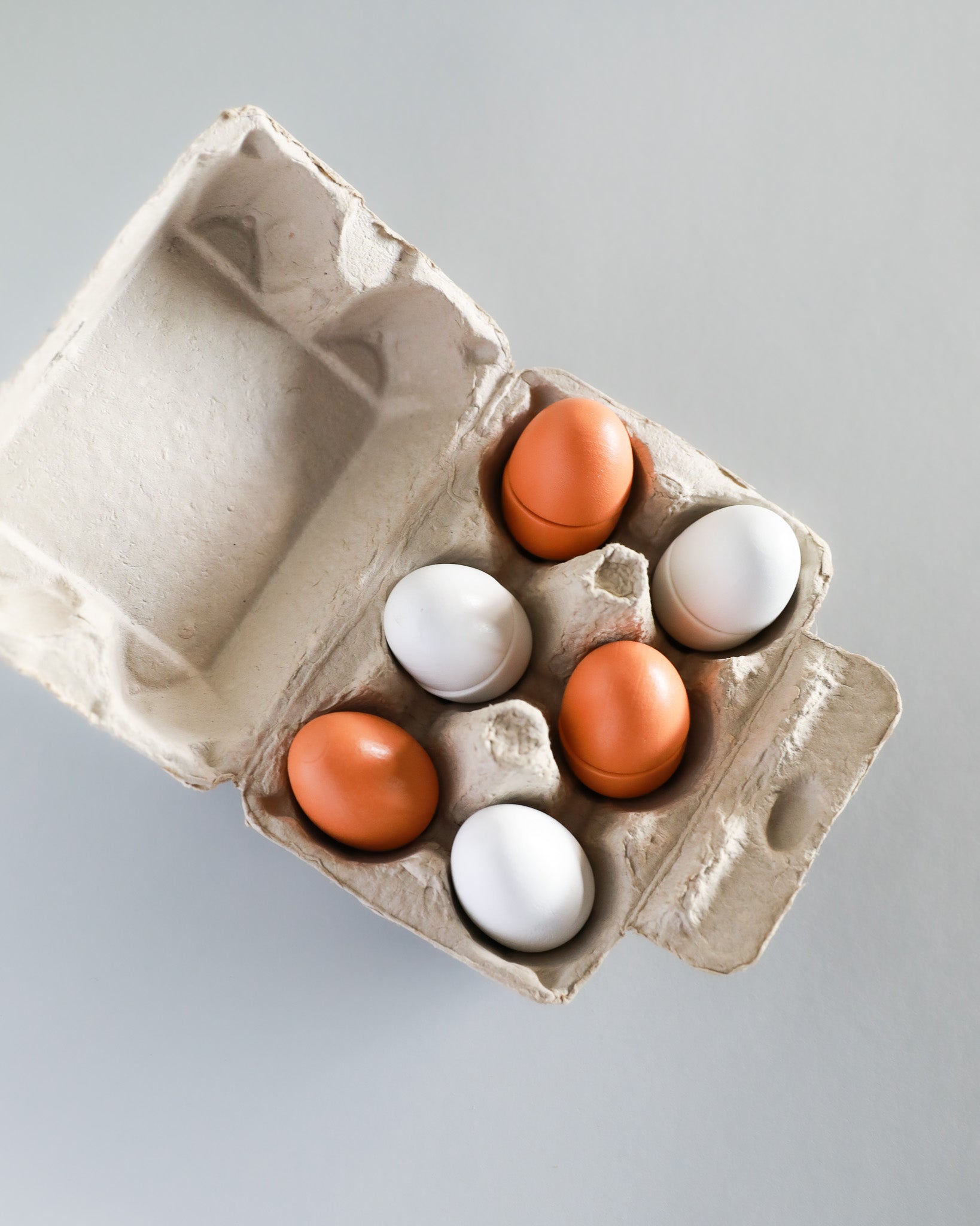 Wooden Toy Eggs in Tray