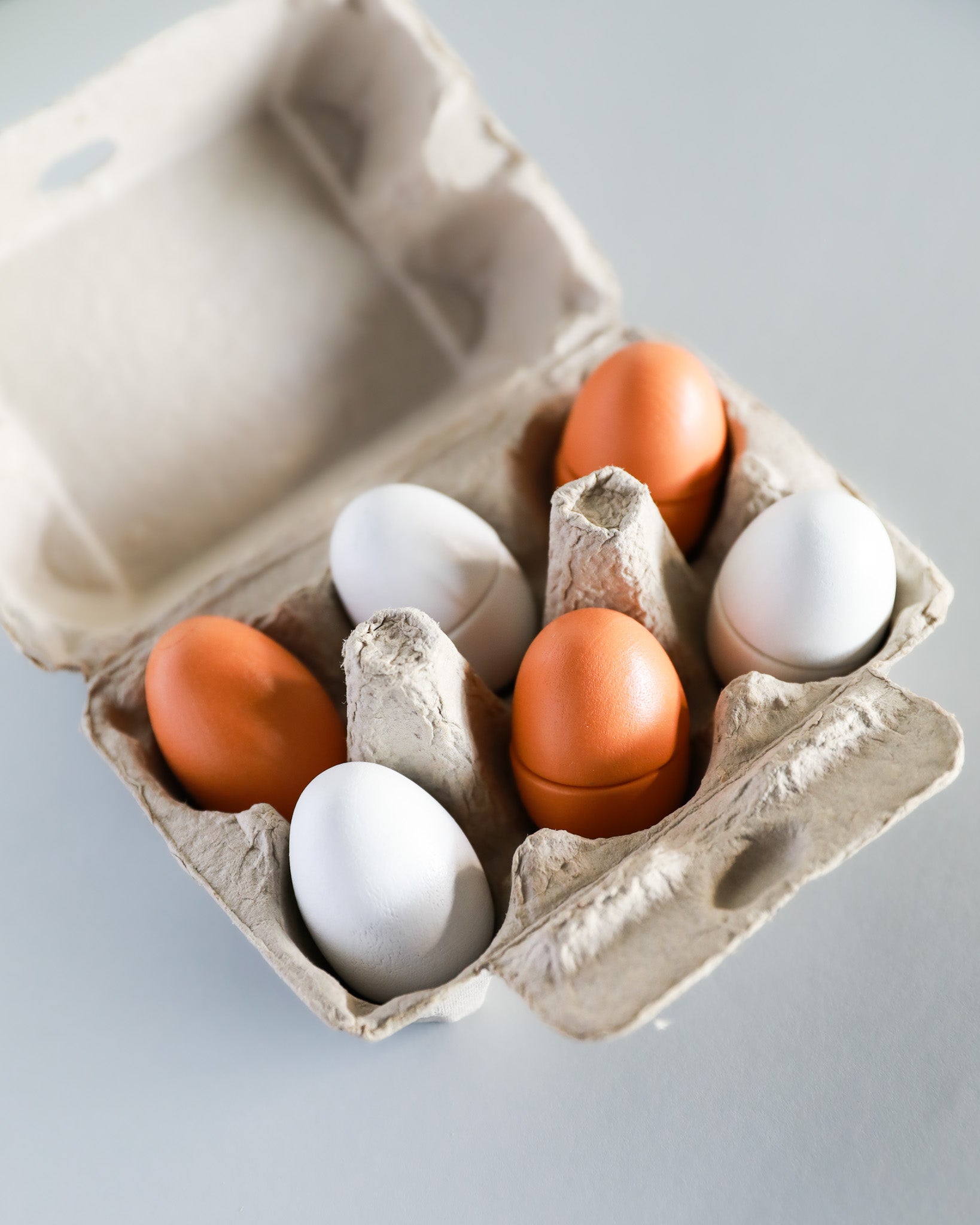 Wooden Toy Eggs in Tray