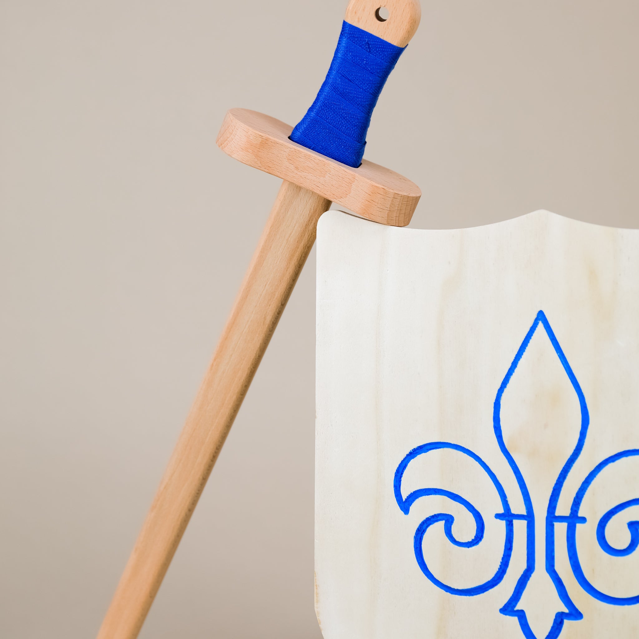 Wooden Toy Sword & Shield - Blue