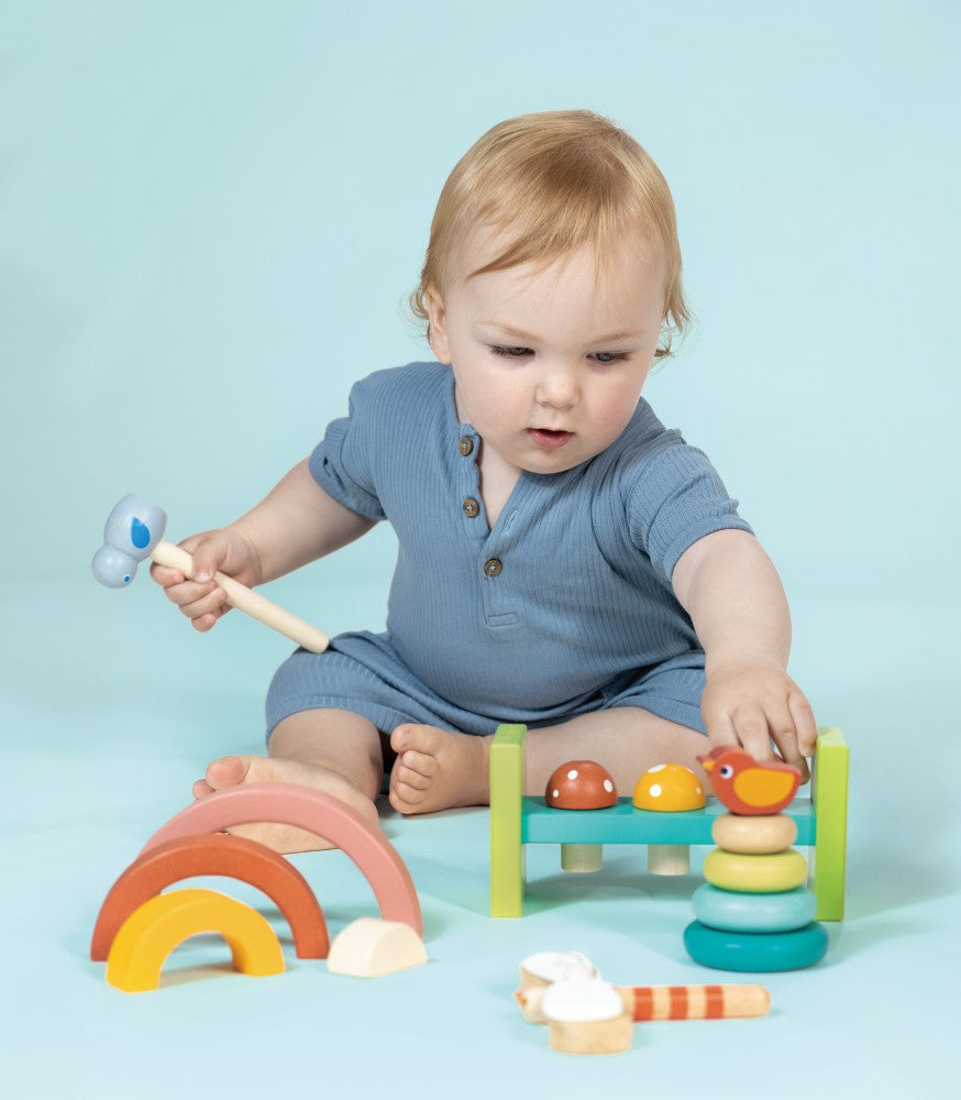 Wooden stacking toys and rainbow tunnel from Mentari playtime gift set