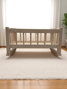 Premium birch wood doll cradle Bebenita brand with 1-year warranty for lasting developmental play