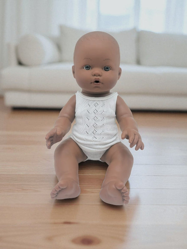 Cairo bald brown eyes fully clothed  baby boy doll