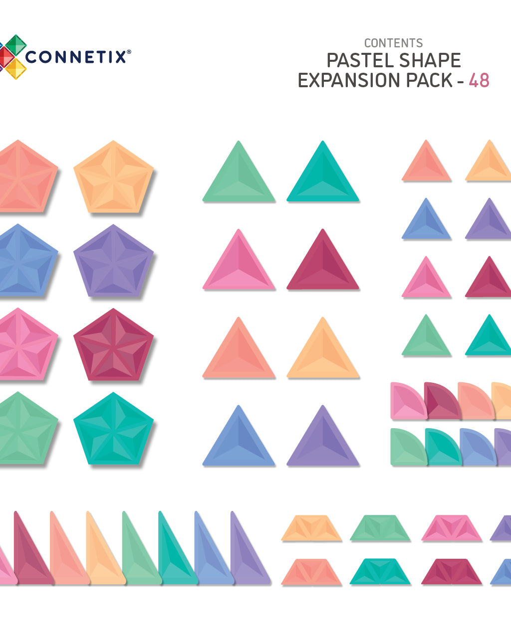 Connetix Tiles PASTEL 48 Piece Shape Expansion Pack
