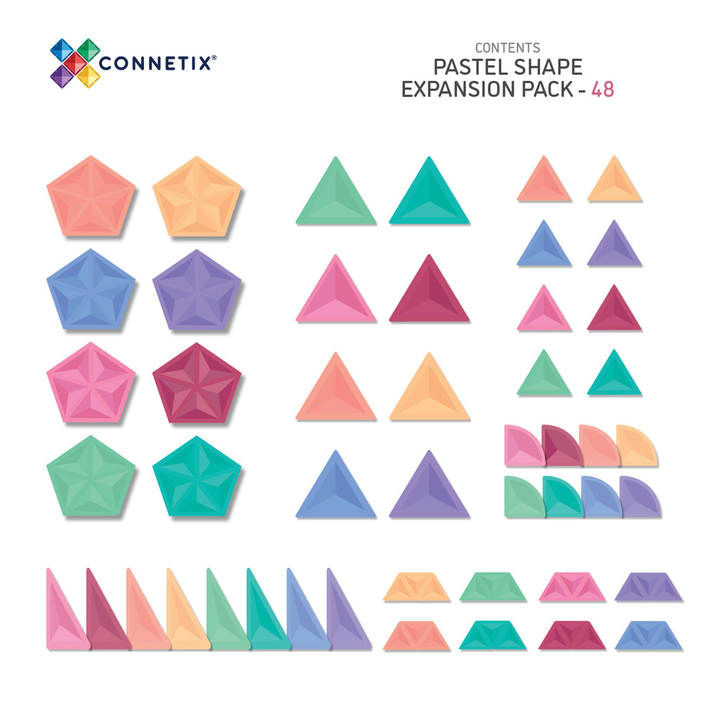 Connetix Tiles PASTEL 48 Piece Shape Expansion Pack