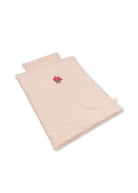 Cameo Rose doll bedding set in soft blush with delicate rose embroidery detail