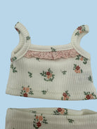 Cotton doll camisole bloomers set coral bloom print blush lace trim 13 inch universal fit