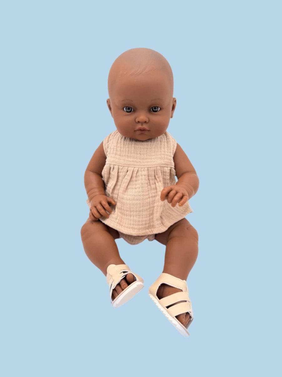 Denim baby doll fashion with realistic details
