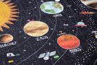 Solar system-themed puzzle with planets and stars on a dark background