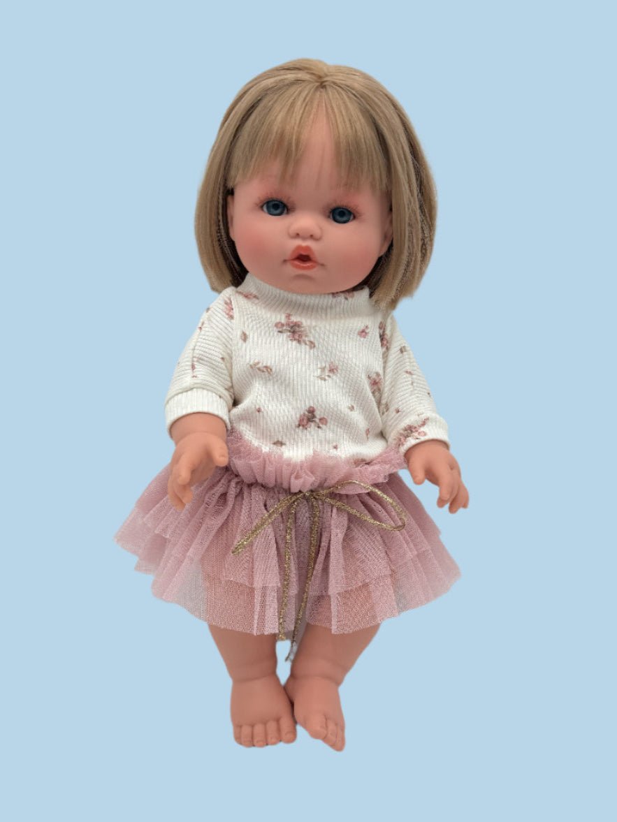 Short sleeve doll sweatshirt delicate flower pattern dusty rose tutu