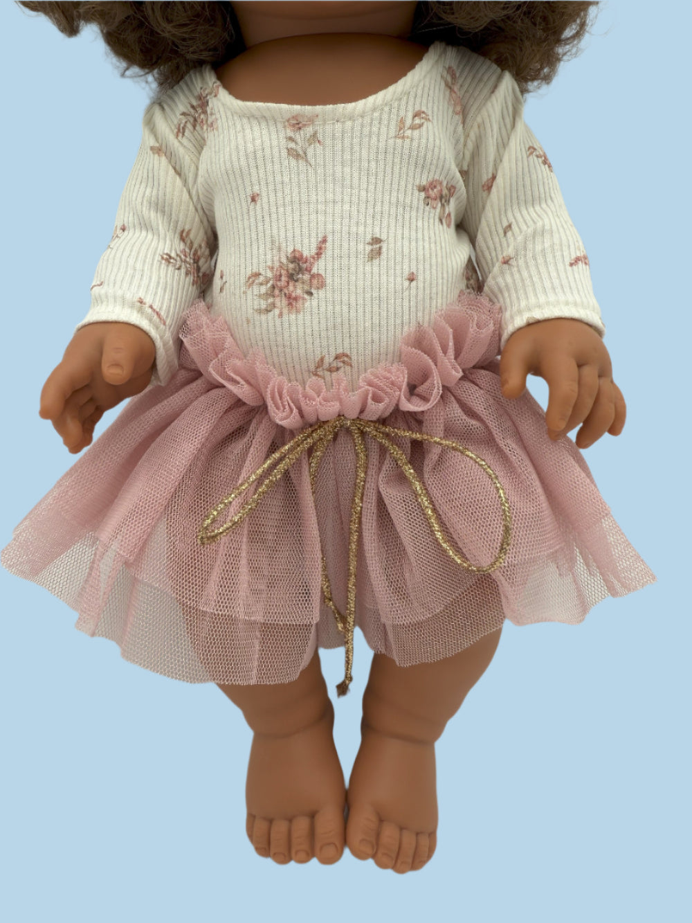 Premium doll clothes meadow mist bodysuit and pink tutu set
