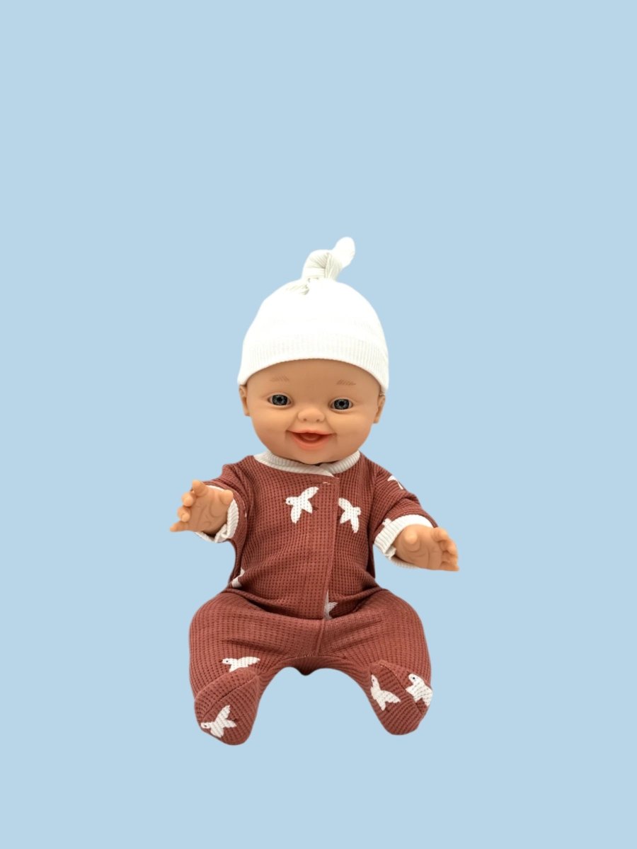 Baby doll clothes with contrast fabric panels